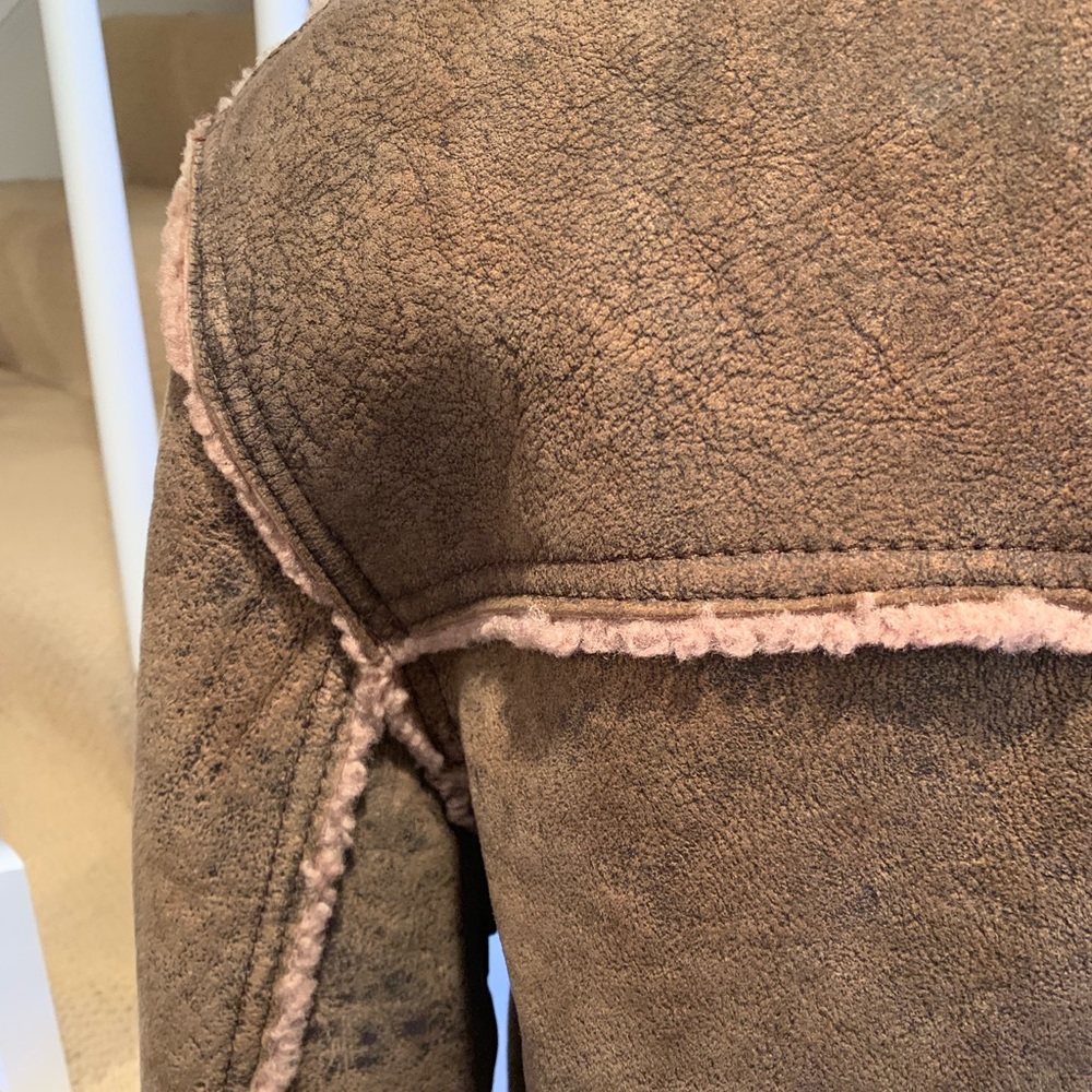 Jacket, Shearling Bomber Jacket, Brown, Size M - image 6
